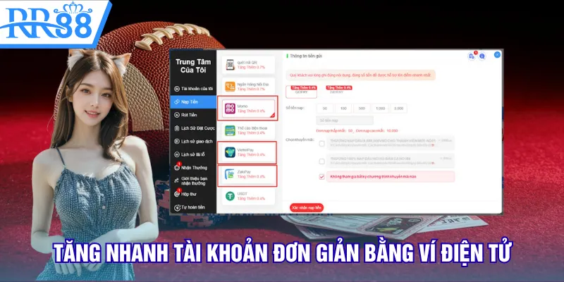 Tăng nhanh tài khoản đơn giản bằng ví điện tử